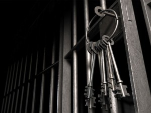 jail keys on ring in cell door silver black felony